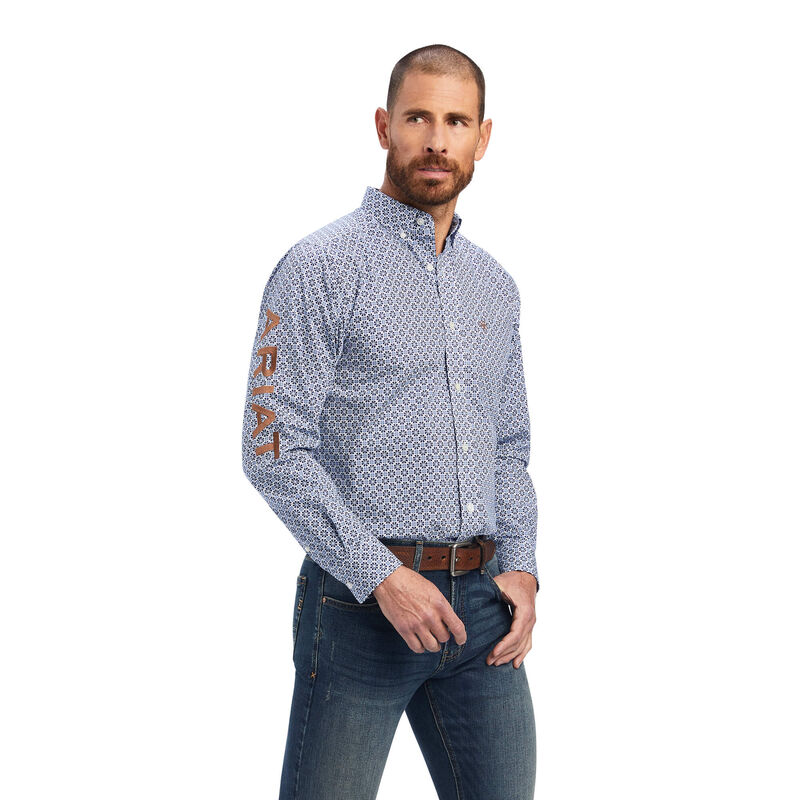 Camisas Ariat Team Maurice Fitted Azules Hombre - Chile 794-YWDQSJ